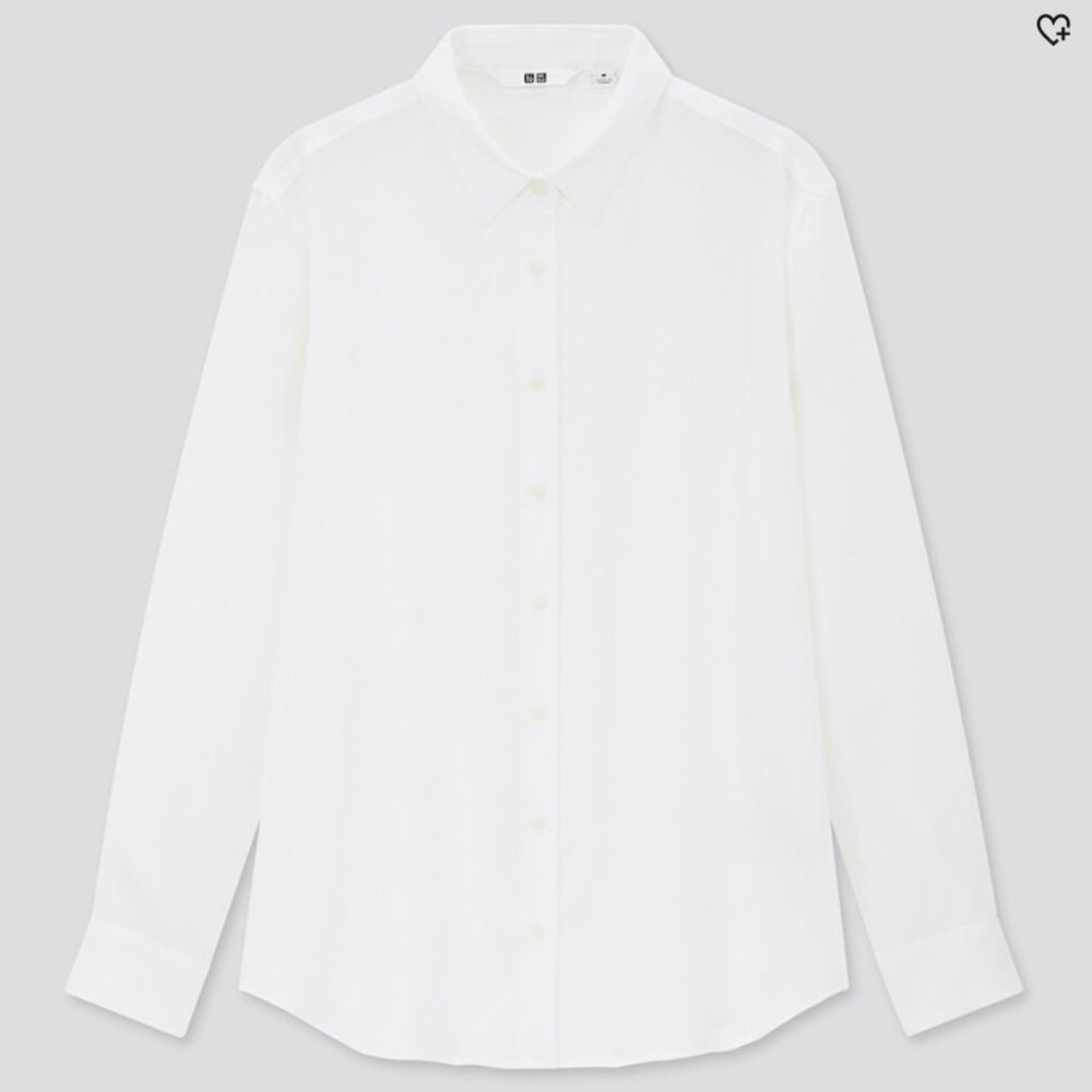 Uniqlo Women Rayon Long-Sleeve Blouse - White